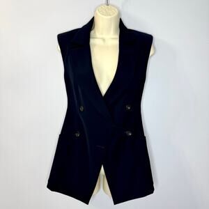 Louis Vuitton Uniform Double Breasted Navy Fitted Sleeveless Blazer Women 2 READ